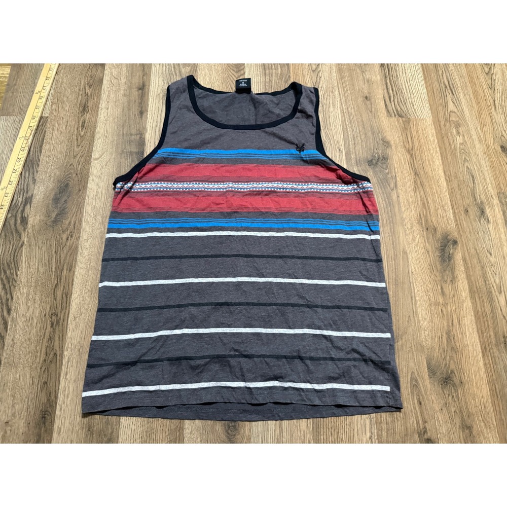 Zoo York Shirts Mens Size L Gray Striped Sleeveless Shirt Graphic Logo